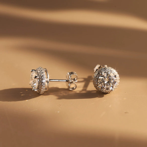 Wholesale Geometric Moissanite Inlaid Gold Plated 925 Silver Earrings For Women