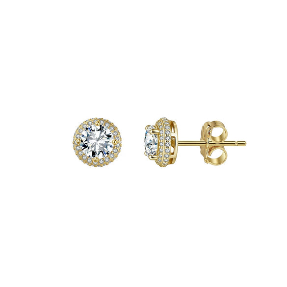 Wholesale Geometric Moissanite Inlaid Gold Plated 925 Silver Earrings For Women
