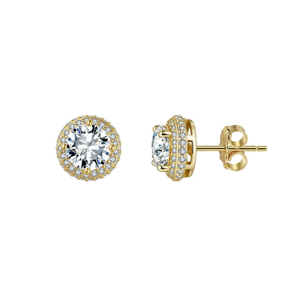 Wholesale Geometric Moissanite Inlaid Gold Plated 925 Silver Earrings For Women