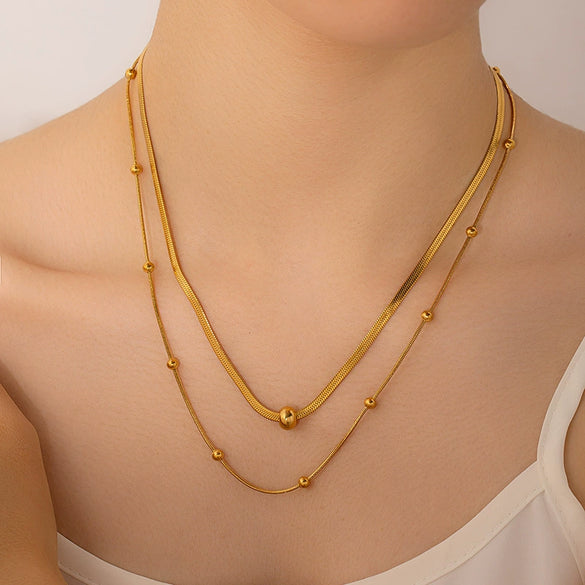 Wholesale Geometric Multi Layer Titanium Steel Clavicle Chain Necklace With U Shape Pattern And Electroplating Treatment