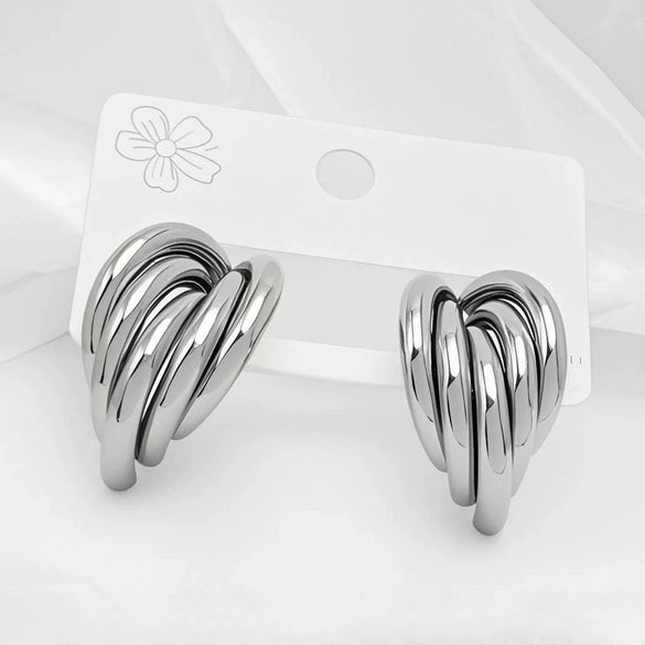Wholesale Geometric Multilayer Titanium Steel Earrings Electroplated Light Luxury Fashion Jewelry