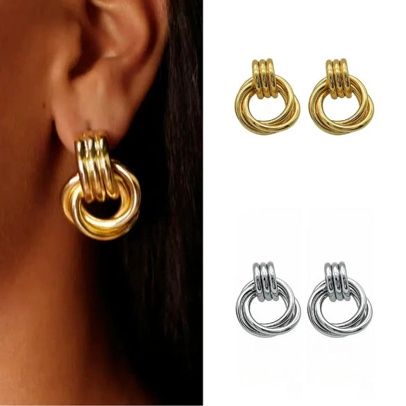 Wholesale Geometric Multilayer Titanium Steel Earrings Electroplated Light Luxury Fashion Jewelry