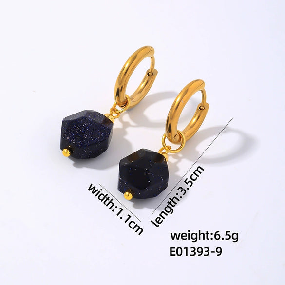 Wholesale Geometric Natural Stone Earrings For Women Copper Electroplated Light Luxury Simple Niche Design