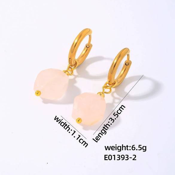 Wholesale Geometric Natural Stone Earrings For Women Copper Electroplated Light Luxury Simple Niche Design