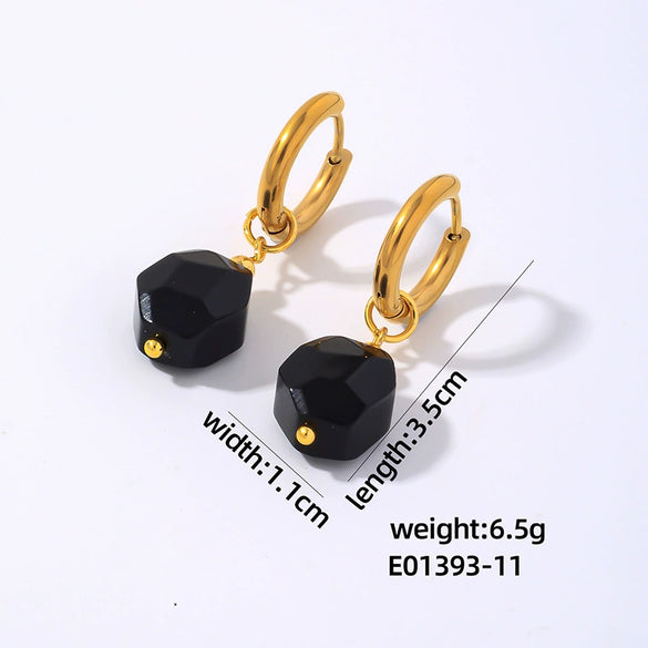Wholesale Geometric Natural Stone Earrings For Women Copper Electroplated Light Luxury Simple Niche Design