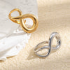 Wholesale Geometric Niche Style Stainless Steel 18K Goldplated Figureeight Open Ring For Women