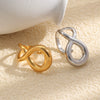 Wholesale Geometric Niche Style Stainless Steel 18K Goldplated Figureeight Open Ring For Women