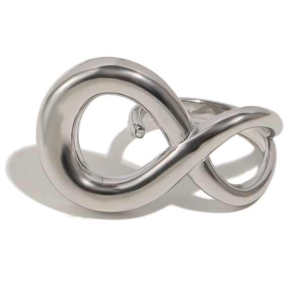 Wholesale Geometric Niche Style Stainless Steel 18K Goldplated Figureeight Open Ring For Women