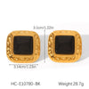 Wholesale Geometric Obsidian Studded Stainless Steel Electroplated Jewelry For Women Earrings And Sweater Chain Necklace