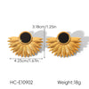 Wholesale Geometric Obsidian Studded Stainless Steel Electroplated Jewelry For Women Earrings And Sweater Chain Necklace