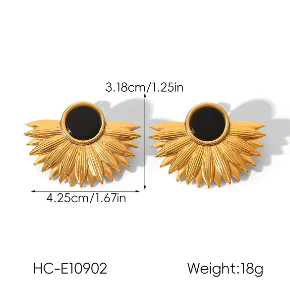 Wholesale Geometric Obsidian Studded Stainless Steel Electroplated Jewelry For Women Earrings And Sweater Chain Necklace