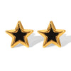 Wholesale Geometric Obsidian Studded Stainless Steel Electroplated Jewelry For Women Earrings And Sweater Chain Necklace