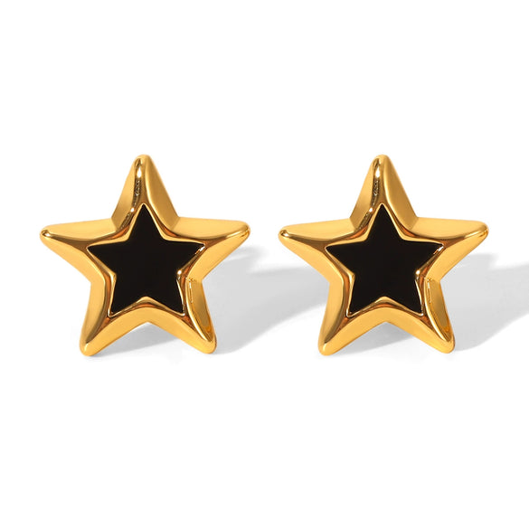 Wholesale Geometric Obsidian Studded Stainless Steel Electroplated Jewelry For Women Earrings And Sweater Chain Necklace