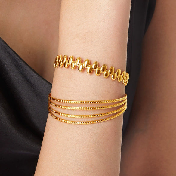 Wholesale Geometric Open Bracelet For Women 18K Gold Plated Titanium Steel Electroplated