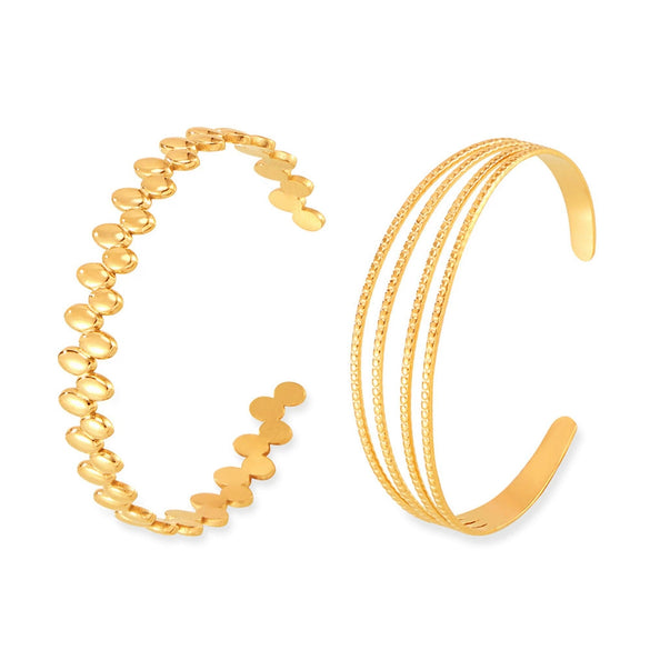 Wholesale Geometric Open Bracelet For Women 18K Gold Plated Titanium Steel Electroplated