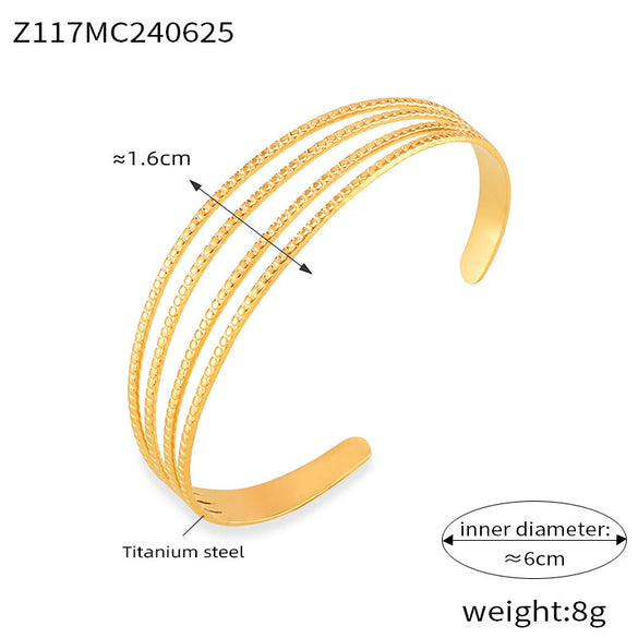 Wholesale Geometric Open Bracelet For Women 18K Gold Plated Titanium Steel Electroplated
