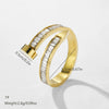 Wholesale Geometric Open Nailshaped Stainless Steel Ring Inlaid With Diamonds Electroplated Jewelry For Unisex