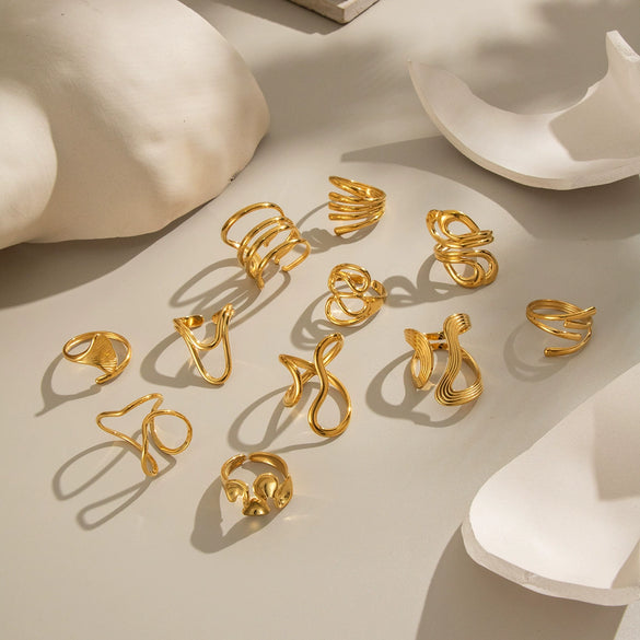 Wholesale Geometric Open Ring Hand Jewelry In Stainless Steel With Electroplating For Women