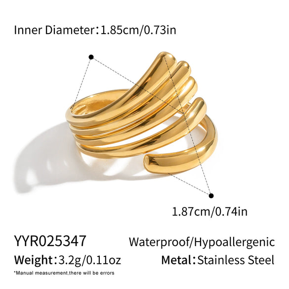 Wholesale Geometric Open Ring Hand Jewelry In Stainless Steel With Electroplating For Women