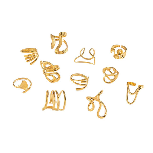 Wholesale Geometric Open Ring Hand Jewelry In Stainless Steel With Electroplating For Women