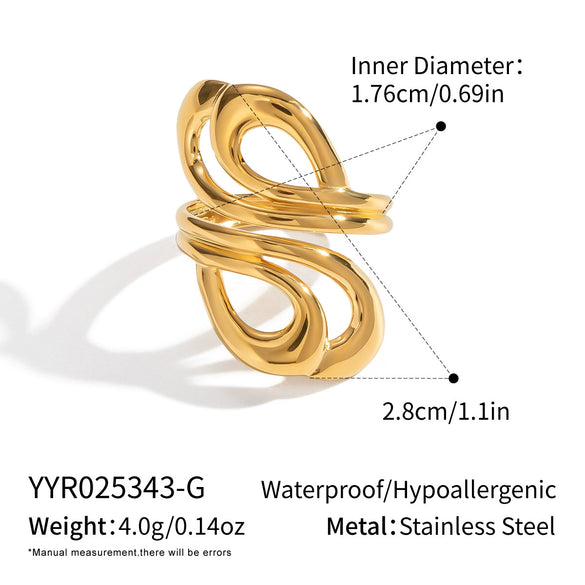 Wholesale Geometric Open Ring Hand Jewelry In Stainless Steel With Electroplating For Women