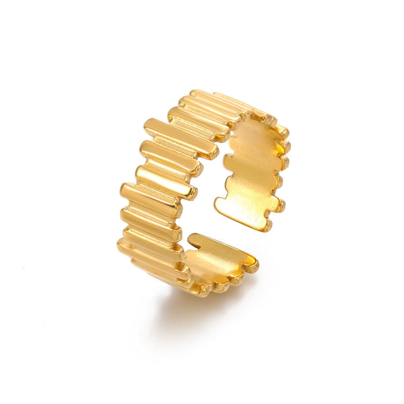 Wholesale Geometric Open Stainless Steel Women's Ring With 18K Gold Plated Electroplating