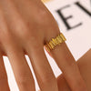 Wholesale Geometric Open Stainless Steel Women's Ring With 18K Gold Plated Electroplating