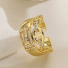 Wholesale Geometric Open Women's Fashion Retro Ring Copper 18K Gold Plated Micropaved