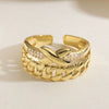 Wholesale Geometric Open Women's Fashion Retro Ring Copper 18K Gold Plated Micropaved
