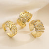 Wholesale Geometric Open Women's Fashion Retro Ring Copper 18K Gold Plated Micropaved
