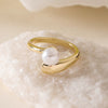 Wholesale Geometric Opening Ring Copper Plated 18K Gold Zircon Pearl Women's Design Sense Niche Advanced