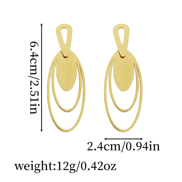 Wholesale Geometric Oval Hoop Stainless Steel 18K Goldplated Women's Casual Earrings