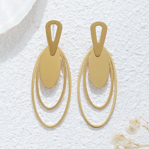Wholesale Geometric Oval Hoop Stainless Steel 18K Goldplated Women's Casual Earrings