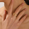 Wholesale Geometric Oval Interlocking Stainless Steel Goldplated Ring Casual Elegant And Adjustable For Women