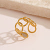 Wholesale Geometric Oval Interlocking Stainless Steel Goldplated Ring Casual Elegant And Adjustable For Women
