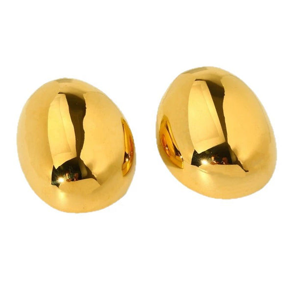 Wholesale Geometric Oval 18K Gold Plated Stainless Steel Earrings For Women Simple Modern Style Jewelry