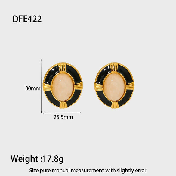 Wholesale Geometric Oval 18K Gold Plated Stainless Steel Earrings For Women