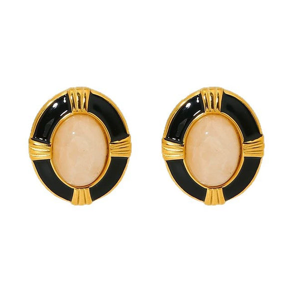 Wholesale Geometric Oval 18K Gold Plated Stainless Steel Earrings For Women