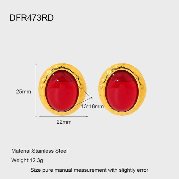 Wholesale Geometric Oval 18K Gold Plated Stainless Steel Earrings For Women