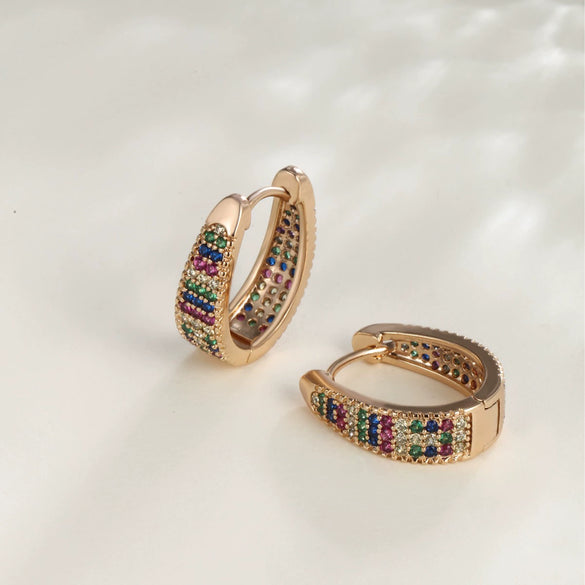 Wholesale Geometric Oval Microencrusted Zircon Earrings For Women Electroplated
