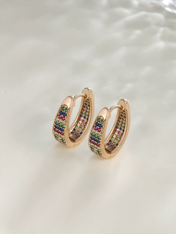 Wholesale Geometric Oval Microencrusted Zircon Earrings For Women Electroplated