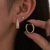 Wholesale Geometric Oval Microencrusted Zircon Earrings For Women Electroplated