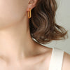 Wholesale Geometric Oval Rectangular 316L Stainless Steel Gold Plated Earrings Jewelry