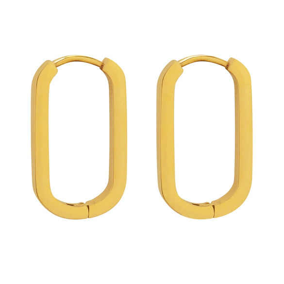 Wholesale Geometric Oval Rectangular 316L Stainless Steel Gold Plated Earrings Jewelry
