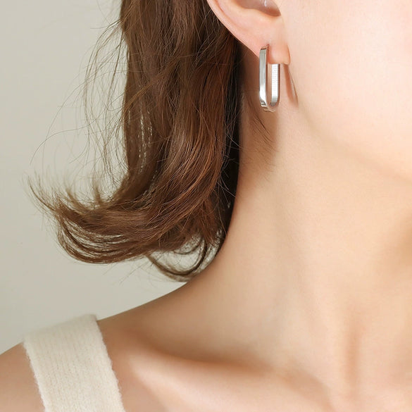 Wholesale Geometric Oval Rectangular 316L Stainless Steel Gold Plated Earrings Jewelry