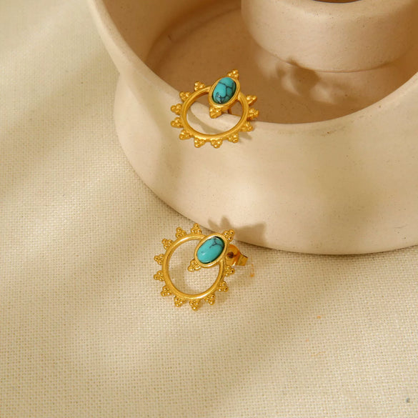 Wholesale Geometric Oval Stainless Steel Electroplated Earrings For Women