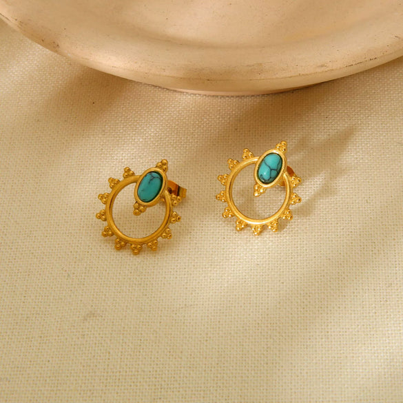 Wholesale Geometric Oval Stainless Steel Electroplated Earrings For Women