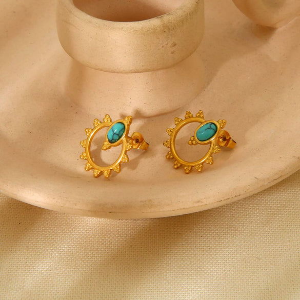 Wholesale Geometric Oval Stainless Steel Electroplated Earrings For Women