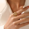 Wholesale Geometric Oval Stainless Steel Ladies Hip Hop Exaggerated Nonfading Electroplated Ring