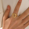 Wholesale Geometric Oval Stainless Steel Ladies Hip Hop Exaggerated Nonfading Electroplated Ring